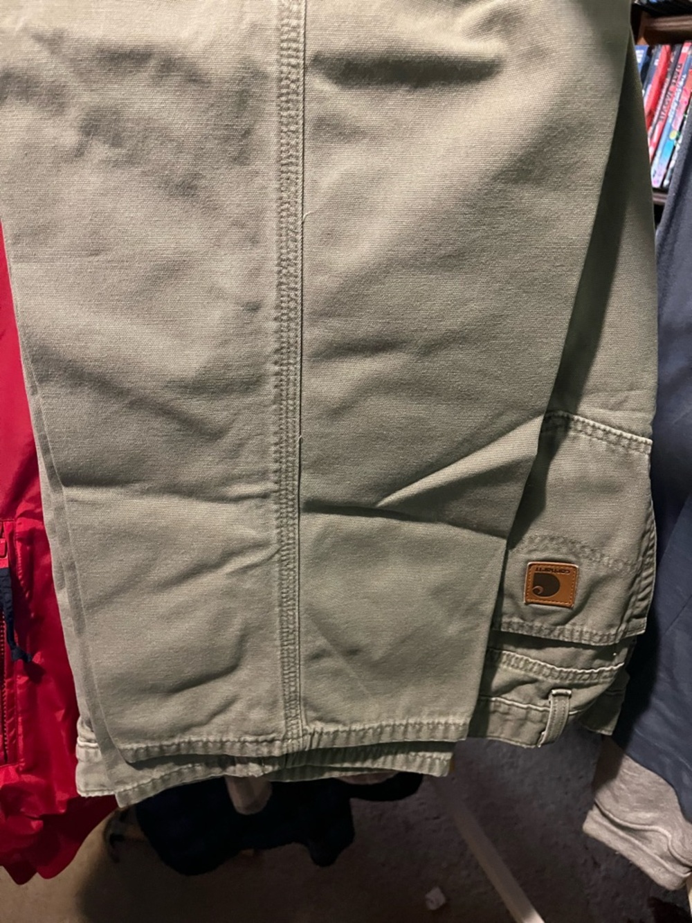 Carhartt Canvas pants tan & green Made to fit women's 18. . $15 ea or 2/$25